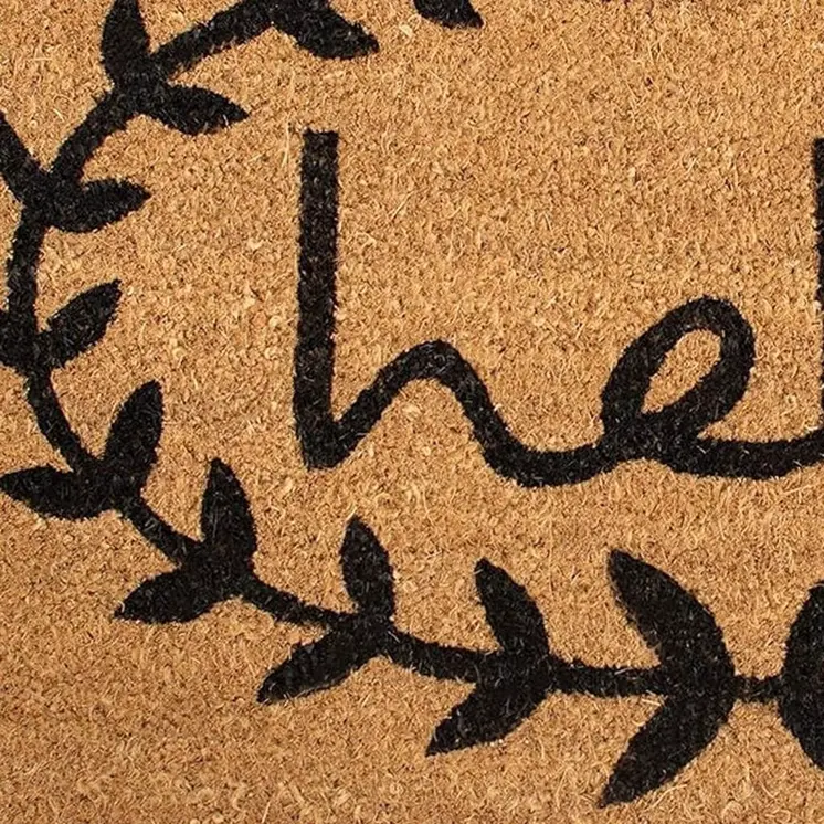17" X 29" Natural And Black Hello Outdoor Coir Door Mat