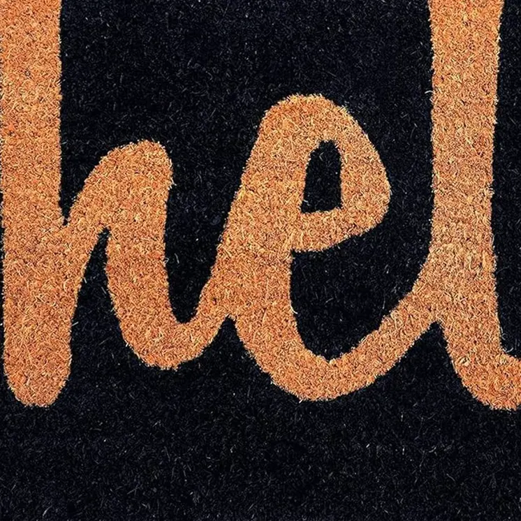 17" X 29" Black And Natural Hello Outdoor Coir Door Mat