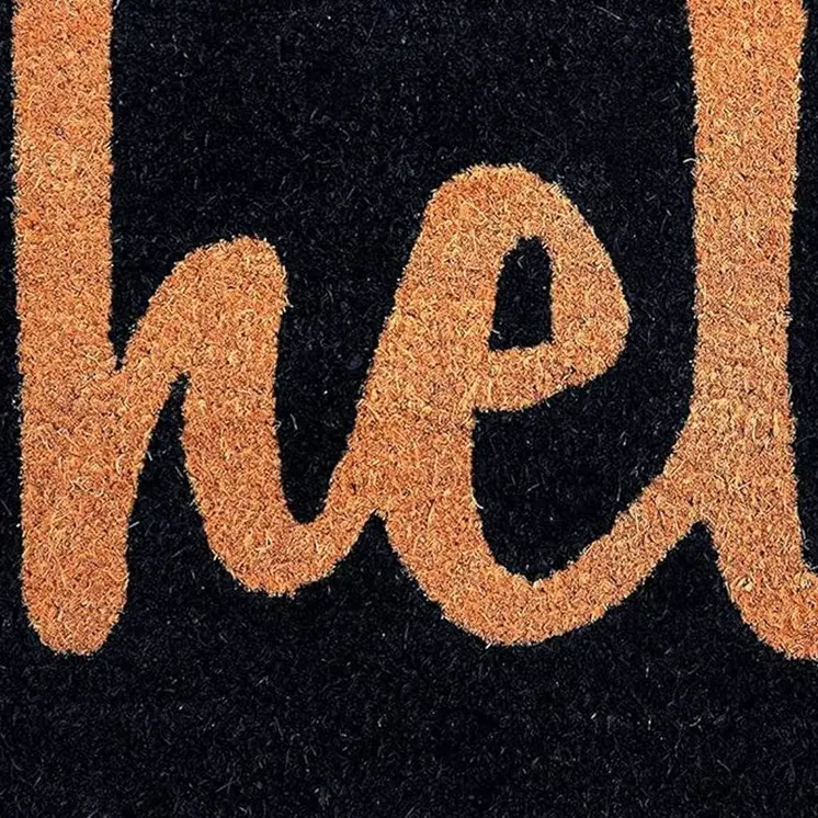 17" X 29" Black And Natural Hello Outdoor Coir Door Mat