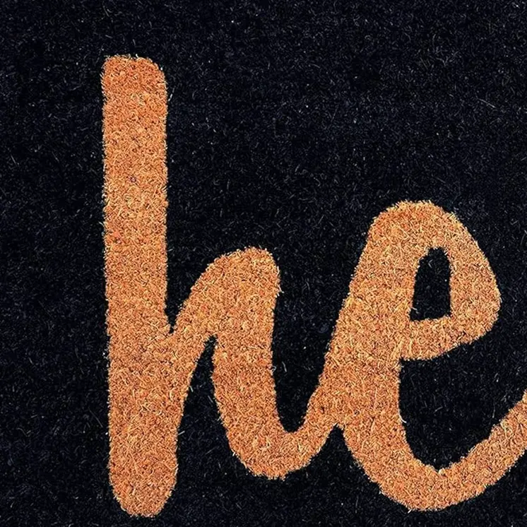17" X 29" Black And Natural Hello Outdoor Coir Door Mat