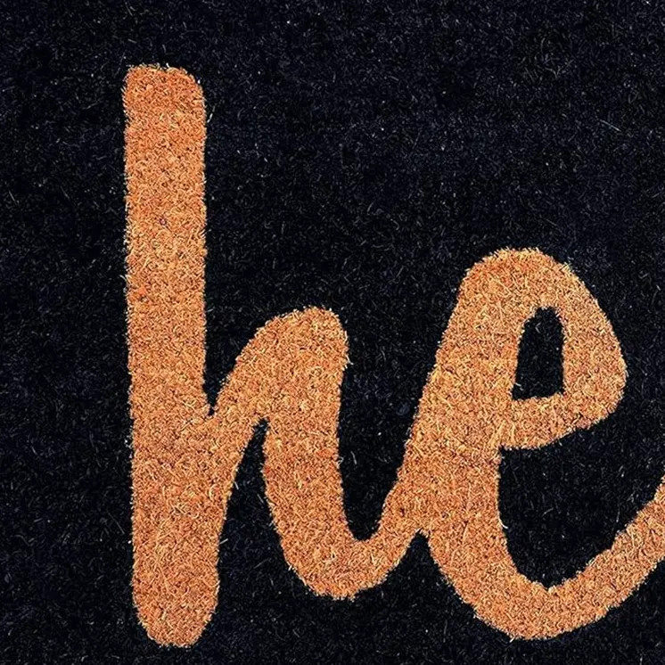 17" X 29" Black And Natural Hello Outdoor Coir Door Mat