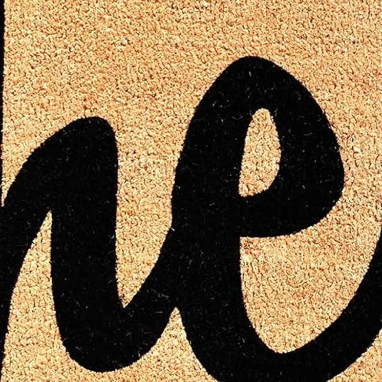 17" X 29" Natural And Black Hello Outdoor Coir Door Mat