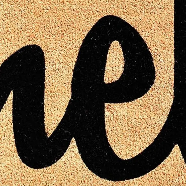 17" X 29" Natural And Black Hello Outdoor Coir Door Mat