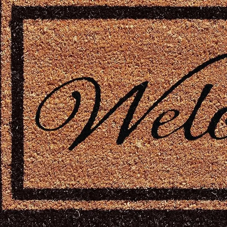 18" X 30" Natural And Black Striped Border Welcome Outdoor Coir Door Mat