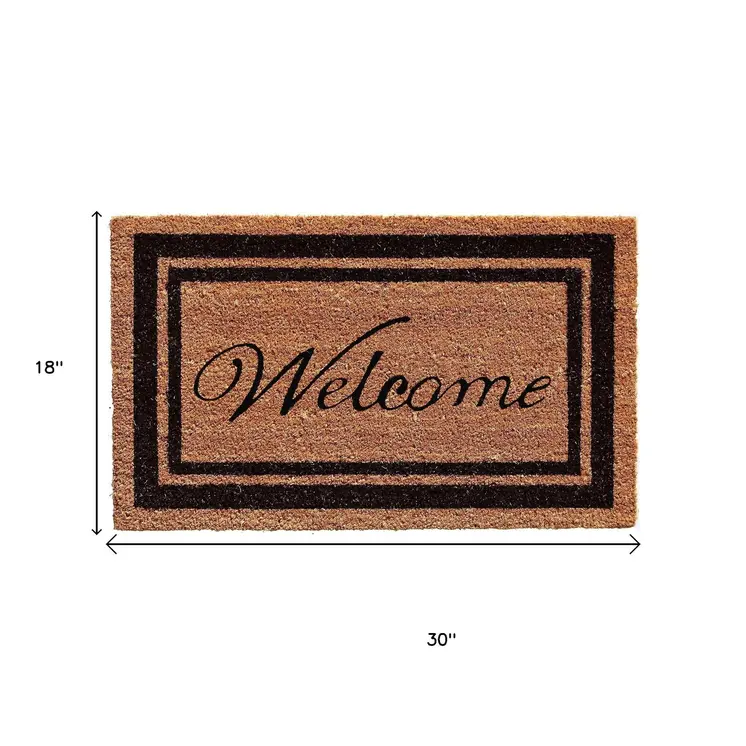 18" X 30" Natural And Black Striped Border Welcome Outdoor Coir Door Mat