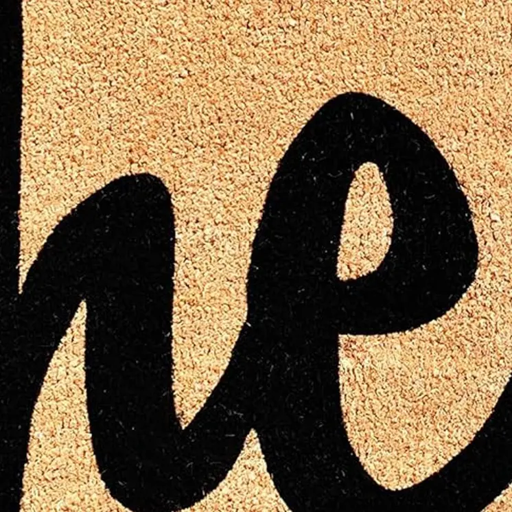 20" X 34" Natural And Black Hello Outdoor Coir Door Mat