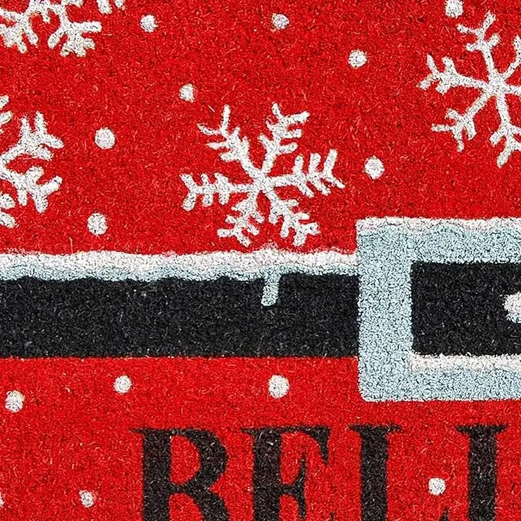 24" X 36" Red And Black Coir Snowflake Outdoor Christmas Door Mat