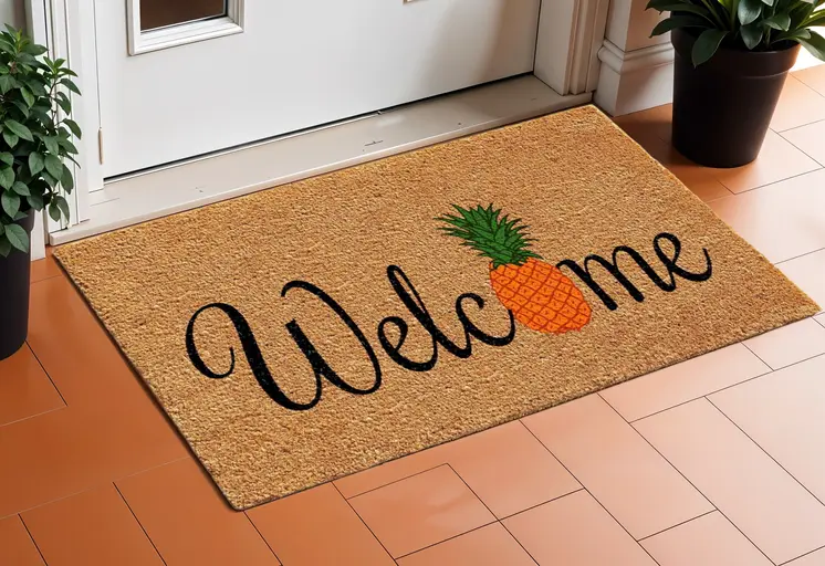 24" X 36" Black And Natural Coir Pineapple Welcome Outdoor Door Mat