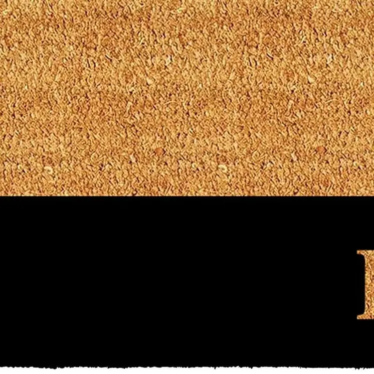 24" X 36" Natural And Black Color Block Hello Outdoor Coir Door Mat
