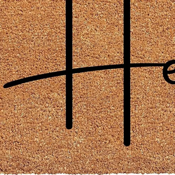24" X 36" Natural And Black Mod Hello Outdoor Coir Door Mat