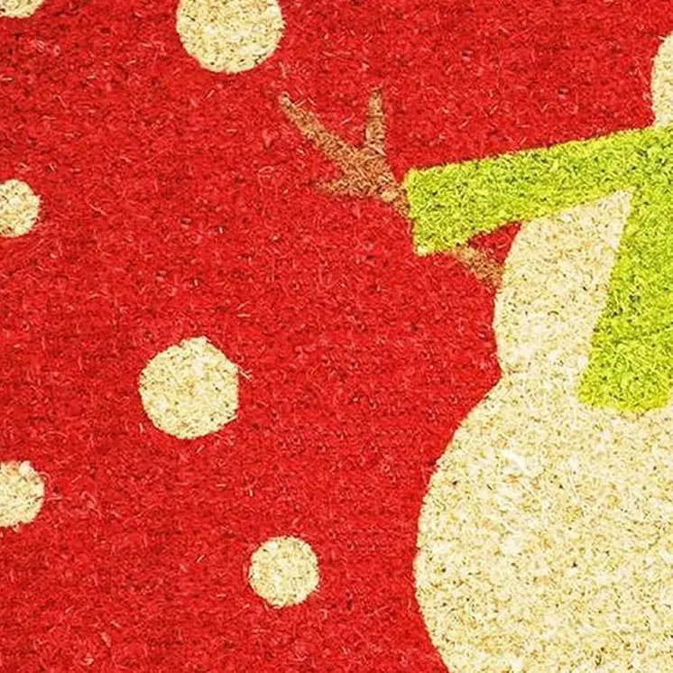 24" X 36" Red And White Coir Snowman Outdoor Christmas Door Mat