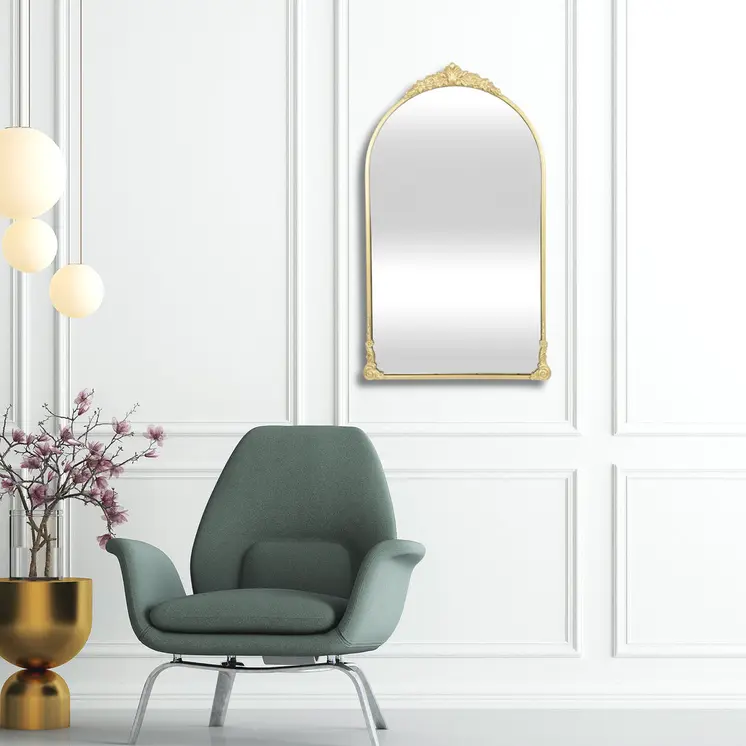 34" Gold Metal Arch Accent Mirror