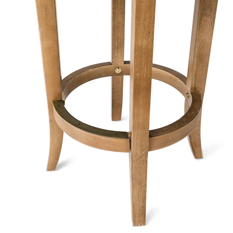 26" Sand and Natural Fabric and Solid Wood Backless Counter Height Swivel Bar Chair