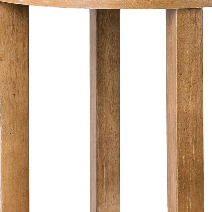 26" Sand and Natural Fabric and Solid Wood Backless Counter Height Swivel Bar Chair
