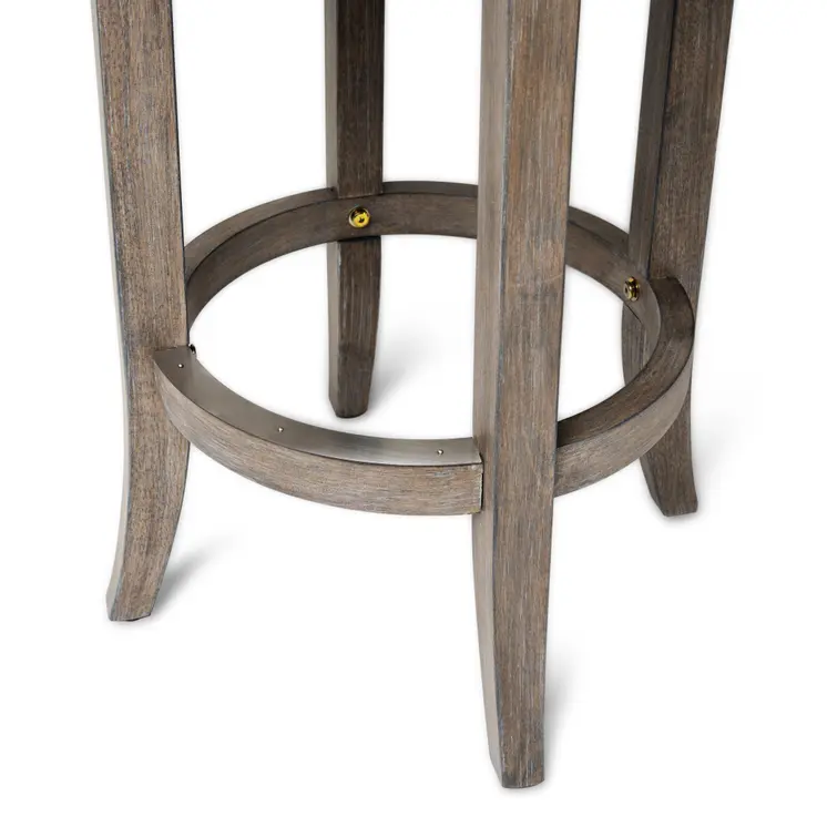 26" Gray and Cool Gray Fabric and Solid Wood Backless Counter Height Swivel Bar Chair
