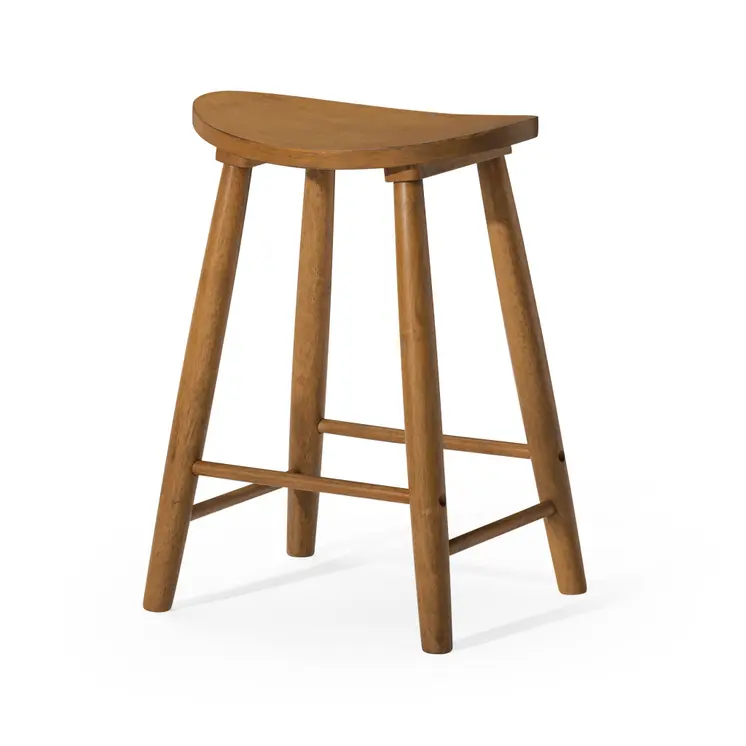 25" Natural Solid Wood Backless Counter Height Bar Chair