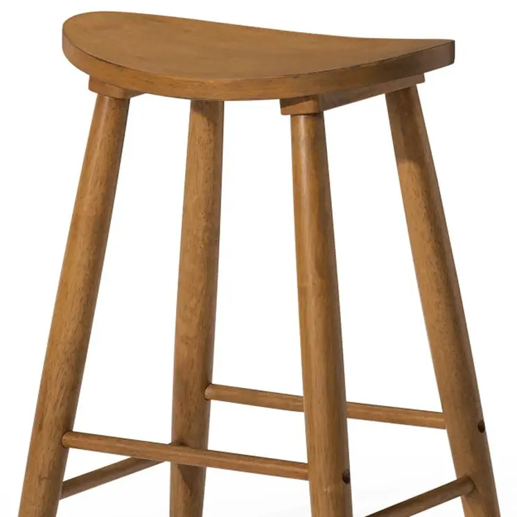 25" Natural Solid Wood Backless Counter Height Bar Chair