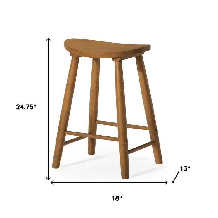 25" Natural Solid Wood Backless Counter Height Bar Chair