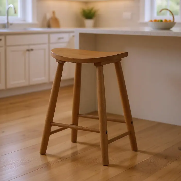 25" Natural Solid Wood Backless Counter Height Bar Chair