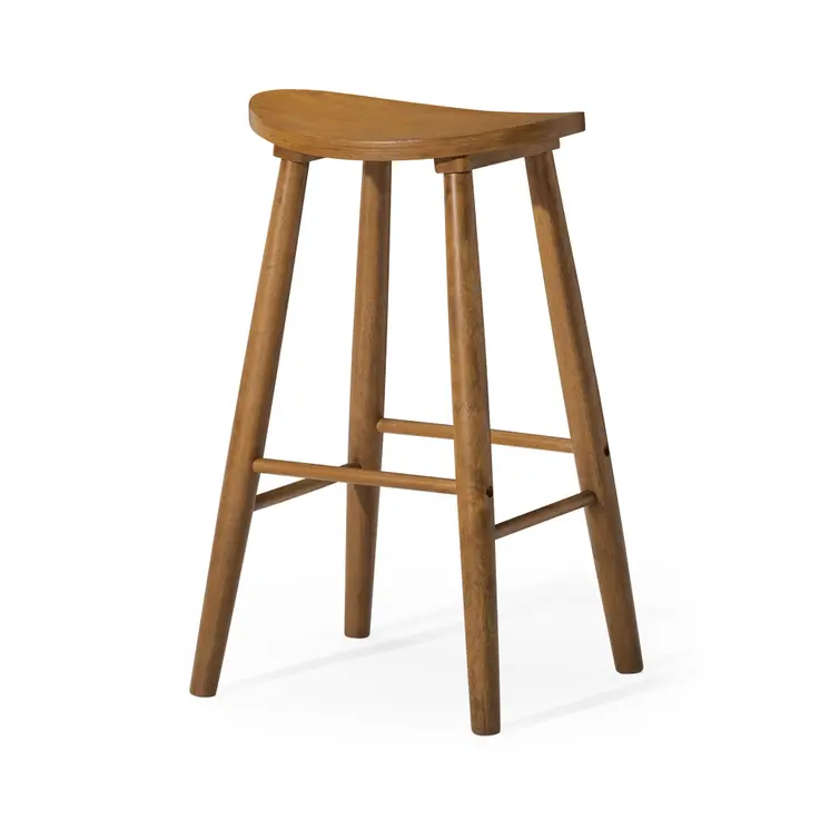 30" Natural Solid Wood Backless Bar Height Bar Chair