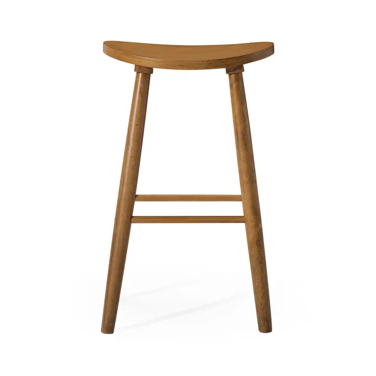 30" Natural Solid Wood Backless Bar Height Bar Chair