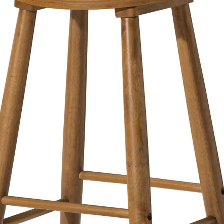 30" Natural Solid Wood Backless Bar Height Bar Chair