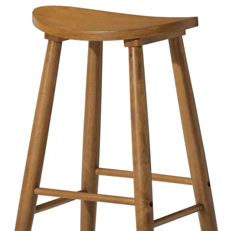 30" Natural Solid Wood Backless Bar Height Bar Chair