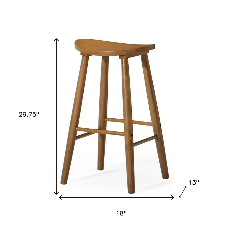 30" Natural Solid Wood Backless Bar Height Bar Chair