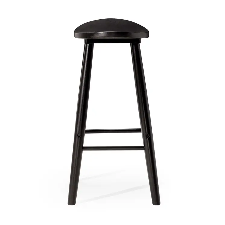 30" Black Solid Wood Backless Bar Height Bar Chair