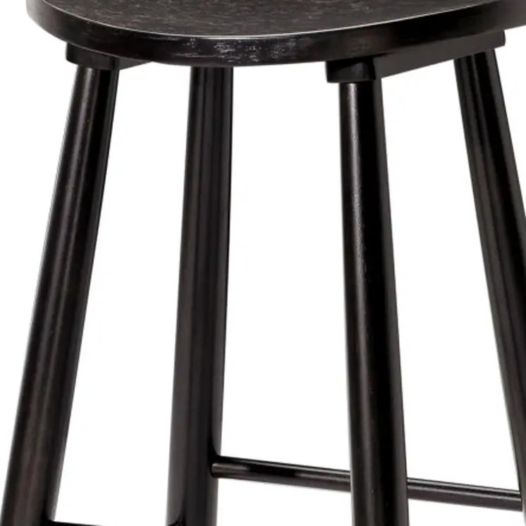 30" Black Solid Wood Backless Bar Height Bar Chair