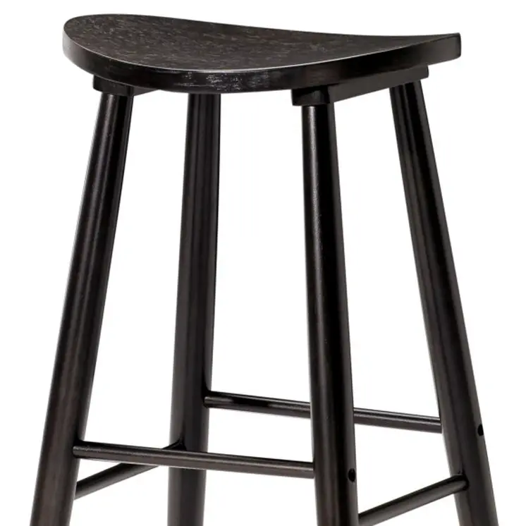 30" Black Solid Wood Backless Bar Height Bar Chair