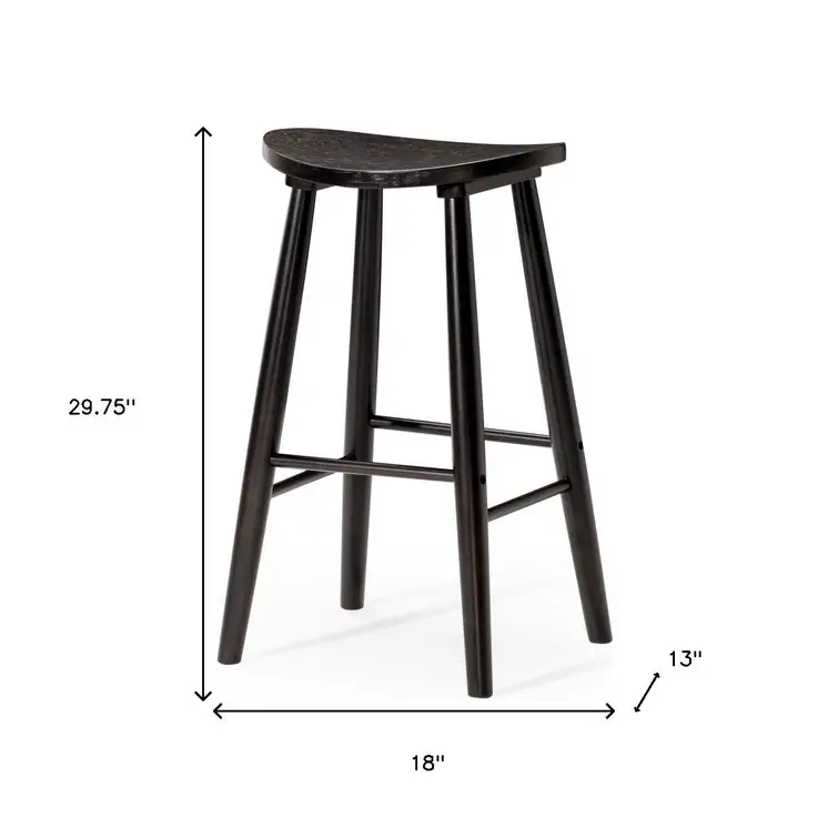 30" Black Solid Wood Backless Bar Height Bar Chair