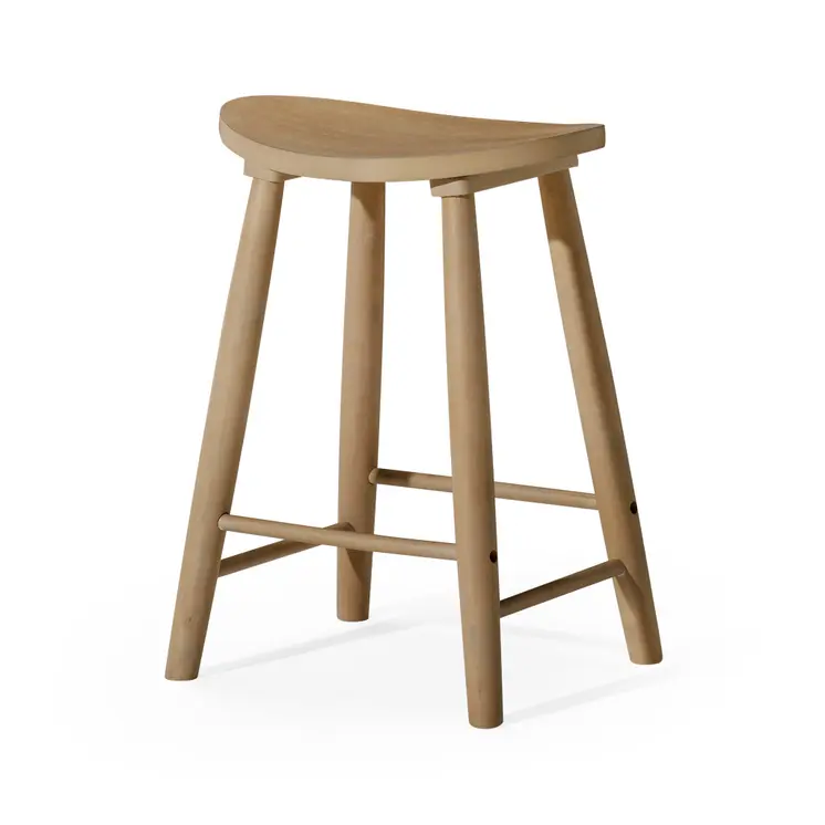 25" Natural Solid Wood Backless Counter Height Bar Chair