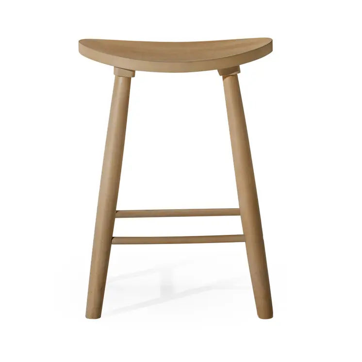 25" Natural Solid Wood Backless Counter Height Bar Chair