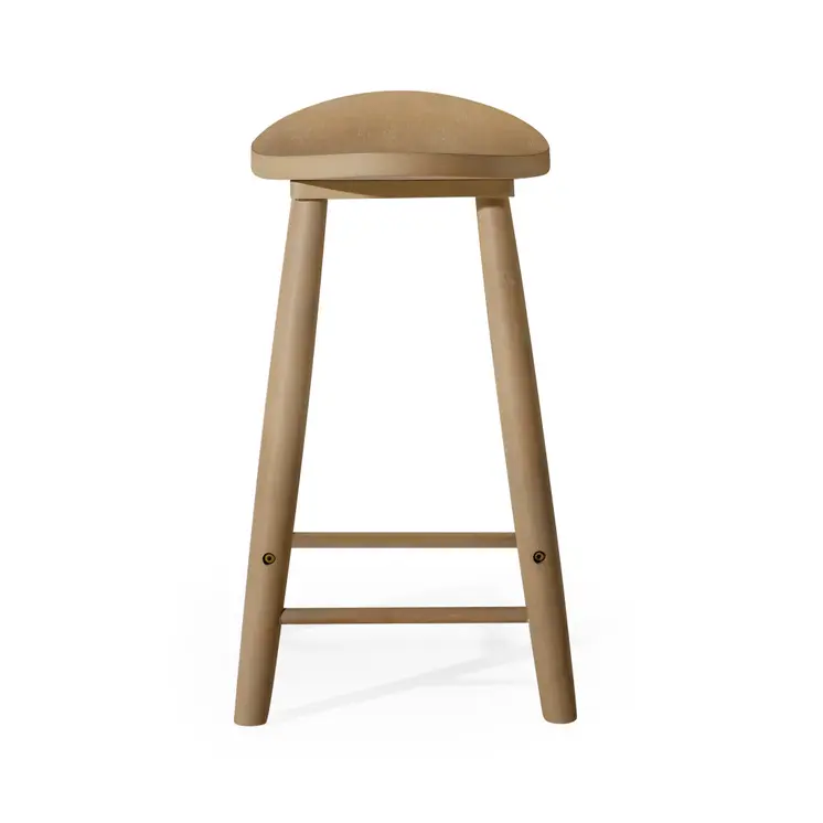 25" Natural Solid Wood Backless Counter Height Bar Chair