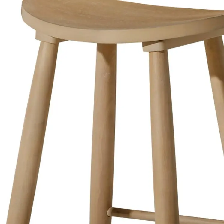 25" Natural Solid Wood Backless Counter Height Bar Chair
