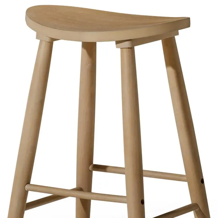 25" Natural Solid Wood Backless Counter Height Bar Chair