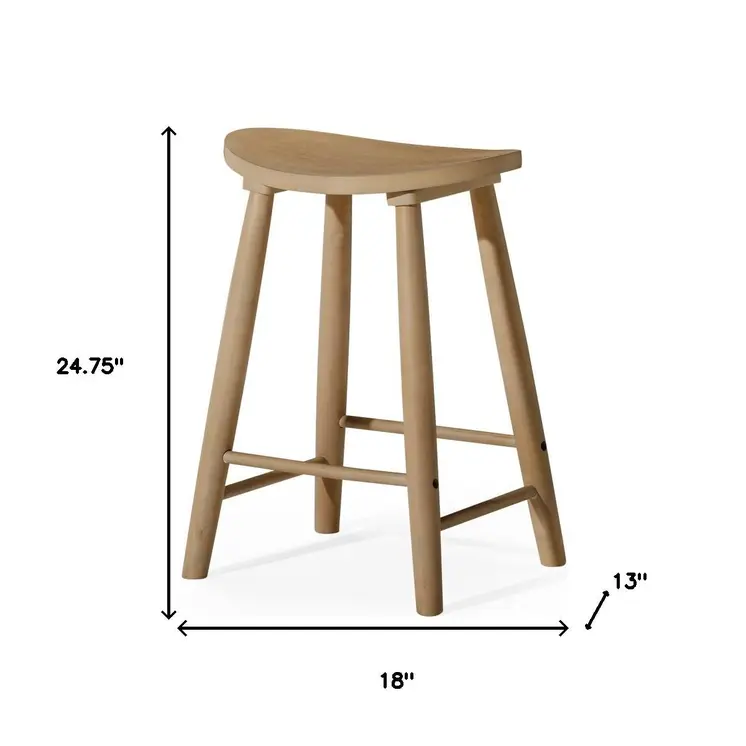 25" Natural Solid Wood Backless Counter Height Bar Chair
