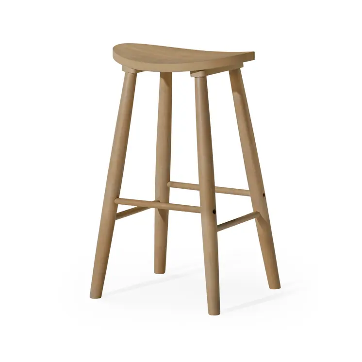 30" Natural Solid Wood Backless Bar Height Bar Chair
