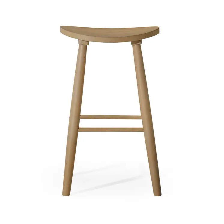 30" Natural Solid Wood Backless Bar Height Bar Chair