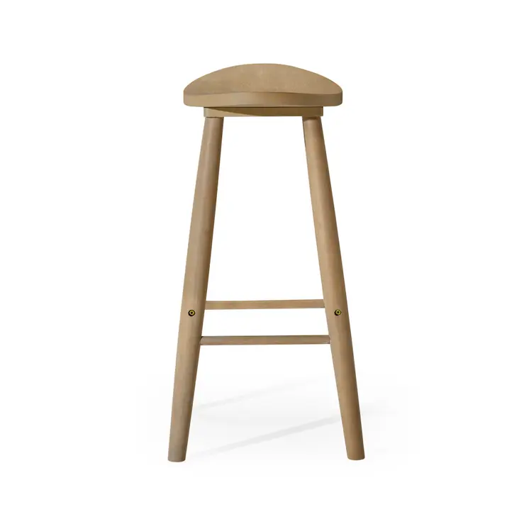 30" Natural Solid Wood Backless Bar Height Bar Chair