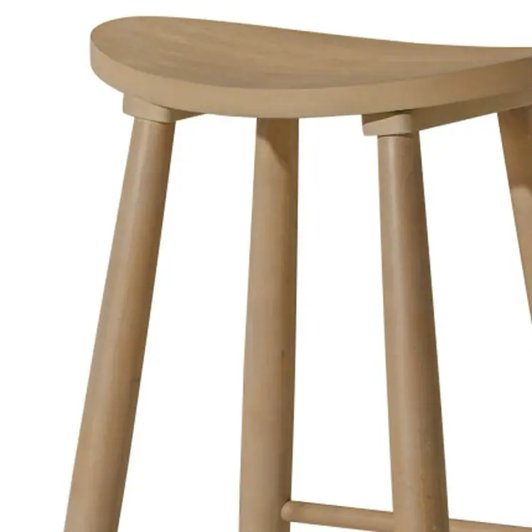 30" Natural Solid Wood Backless Bar Height Bar Chair
