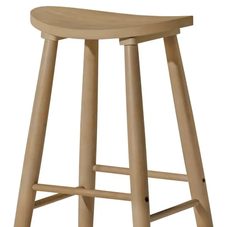 30" Natural Solid Wood Backless Bar Height Bar Chair