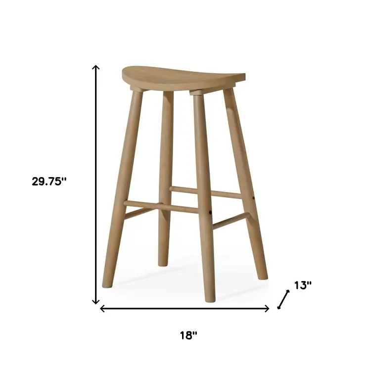 30" Natural Solid Wood Backless Bar Height Bar Chair