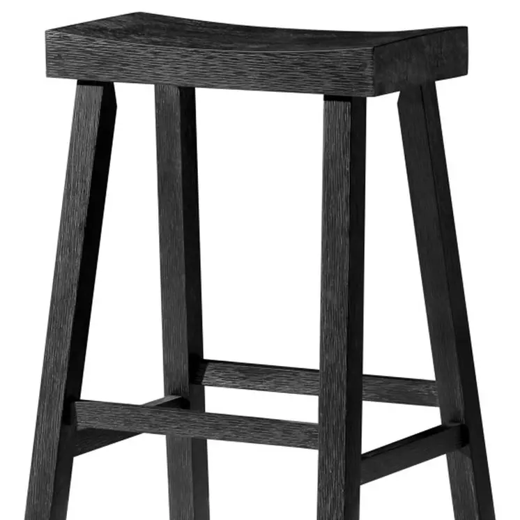 31" Black Solid Wood Backless Bar Height Bar Chair