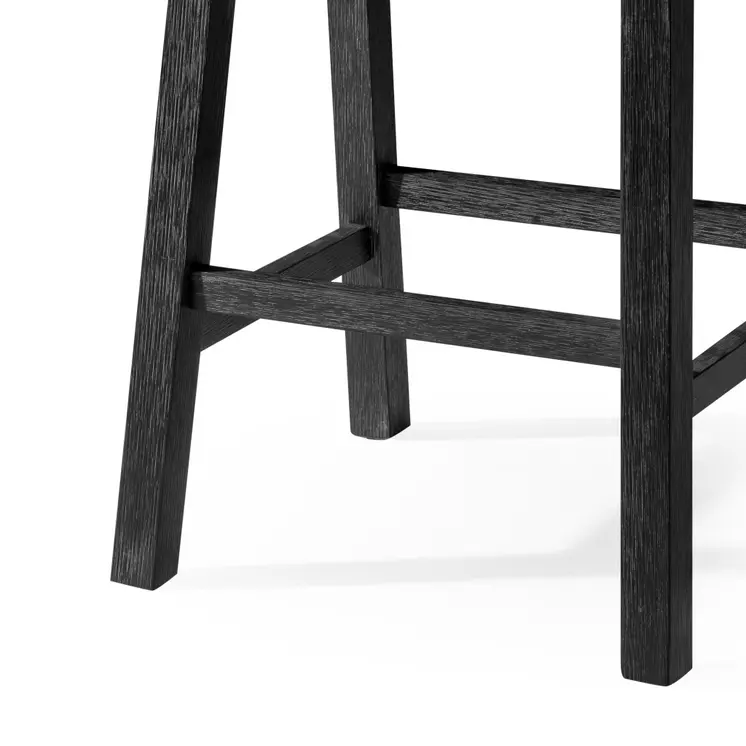 27" Black Solid Wood Backless Counter Height Bar Chair