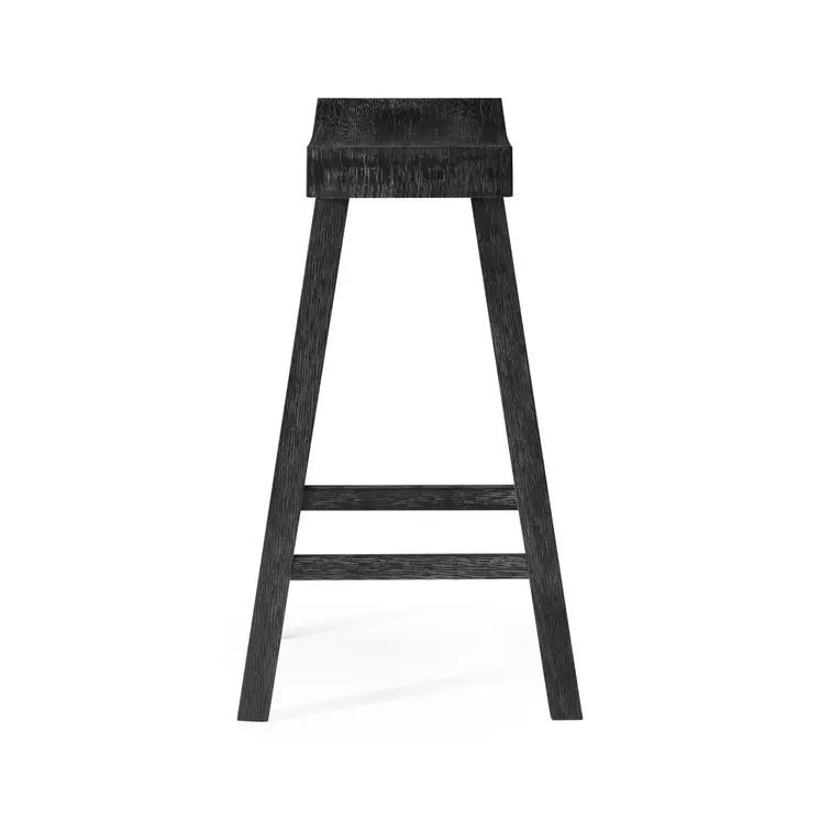 27" Black Solid Wood Backless Counter Height Bar Chair
