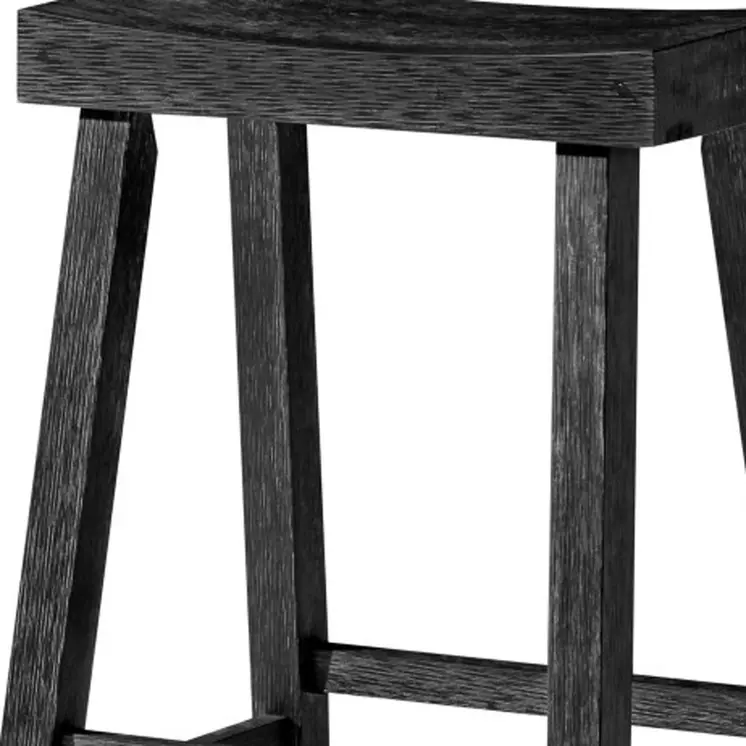 27" Black Solid Wood Backless Counter Height Bar Chair