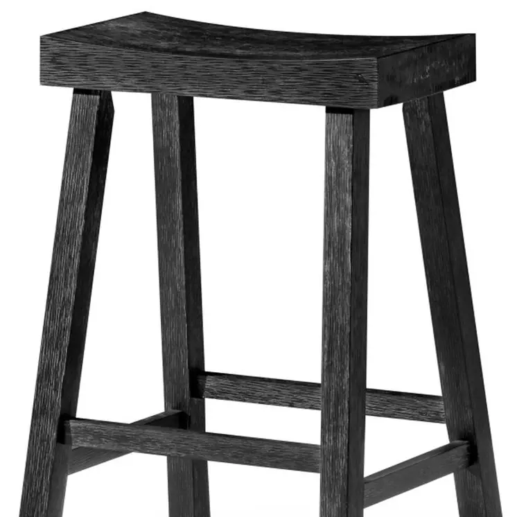 27" Black Solid Wood Backless Counter Height Bar Chair