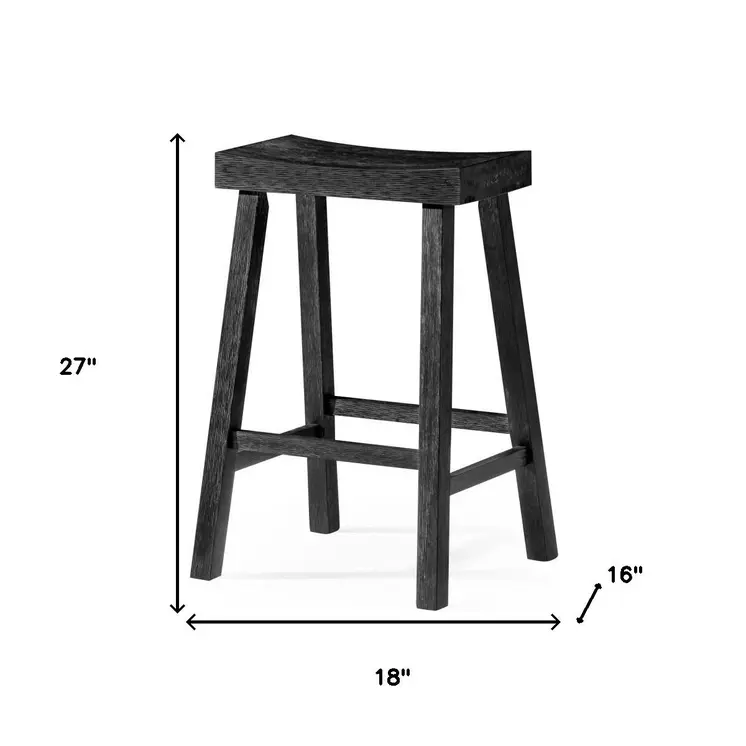 27" Black Solid Wood Backless Counter Height Bar Chair